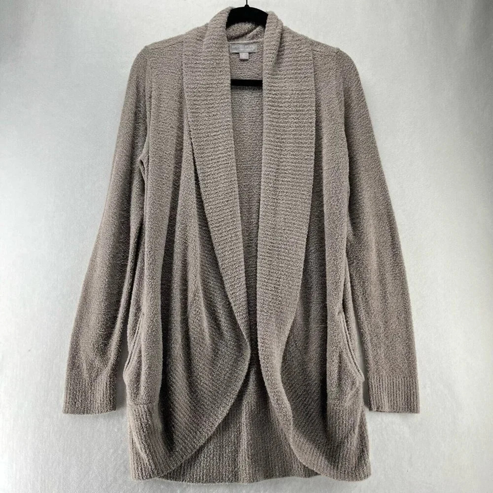 Barefoot Dreams Cardigan Womens M Cozychic Lite Open Front Long Sleeve Beige - Picture 1 of 10